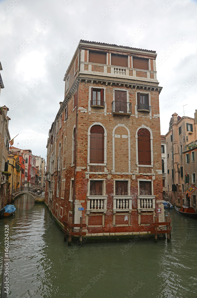 Ancient Palace called PALAZZO TETTA and surrounded by water on three sides in Venice Island in Italy