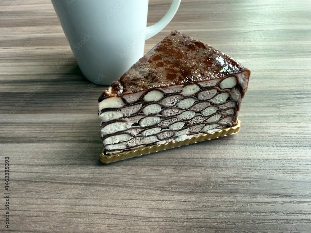 Chocolate pastry and coffee for morning breakfast meal