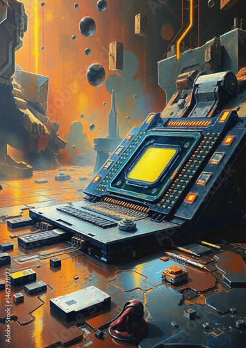 integrated circuit, tech innovation, futuristic tech, CPU, AI processor, 