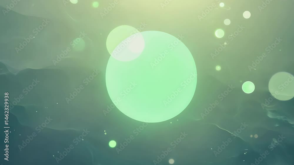 Dynamic 4K Ethereal Background with Luminous Green Circles and Fluid Motion