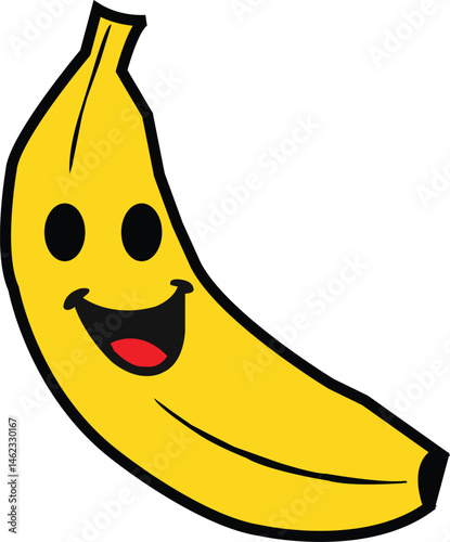 Cute Smiling Banana Vector – Funny Fruit Character Illustration.