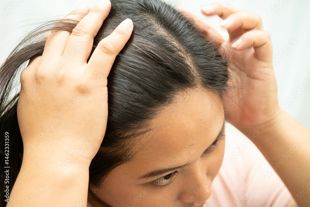 Fototapeta premium Woman with beautiful shine hair care treatment.