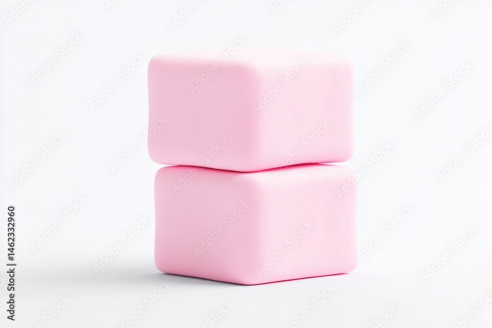 Two pastel pink cubes stacked vertically Two pastel pink cubes stacked vertically