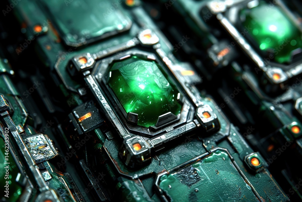 Fototapeta premium Emerald Core of a Sci-Fi Machine