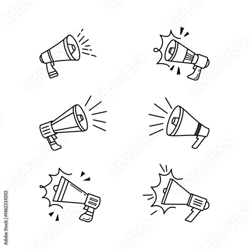 Hand-Drawn Megaphone Icons for Announcements