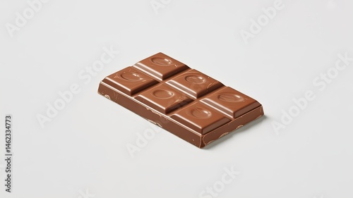 Close-Up of Broken Milk Chocolate Bar Pieces with Smooth Texture and Rich Brown Color, Isolated on Clean White Background, High-Resolution Food Photography for Sweet Dessert and Candy Concepts