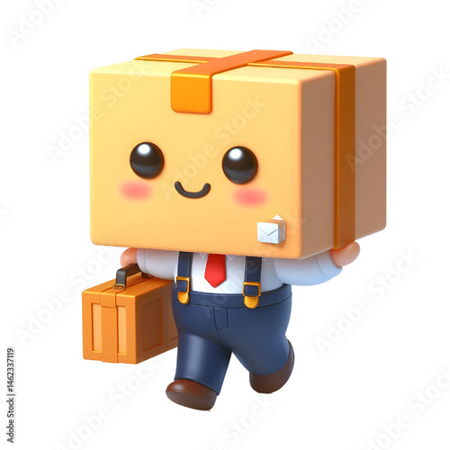 3D cute carrying box design isolated on white background