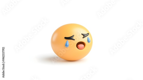 Obraz na płótnie A 3D rendering of a sad, crying emoticon w salonie