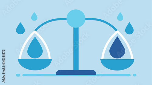 Hydration and Balance An illustration of water droplets and a balance scale symbolizing the importance of hydration in conjunction with cryofacial therapy for skin health.