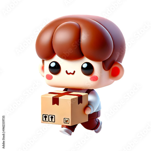 3D cute carrying box design isolated on white background
