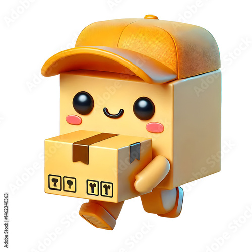 3D cute carrying box design isolated on white background
