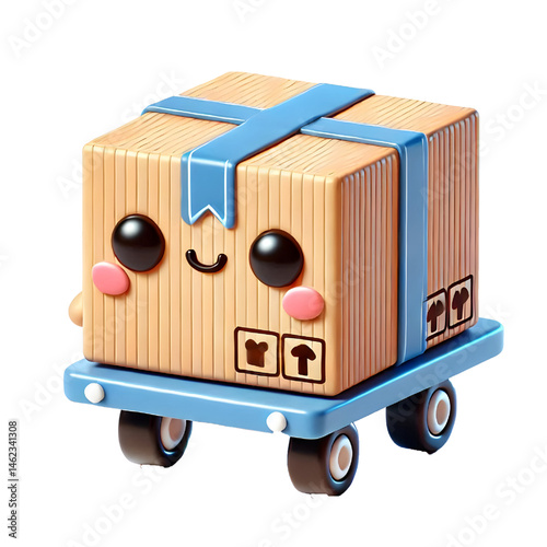 3D cute carrying box design isolated on white background