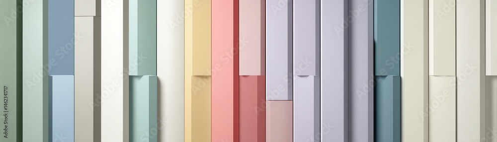 Colorful vertical panels in pastel shades, modern abstract design, white isolate background.
