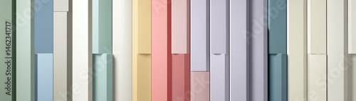 Obraz na płótnie Colorful vertical panels in pastel shades, modern abstract design, white isolate background. w salonie