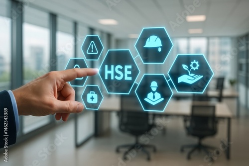 Digital HSE Management System Interface Modern Technology Health Safety Environment Business Workplace Concept Interactive Touchscreen Digital Workplace Modern Office Business Technology Innovative   