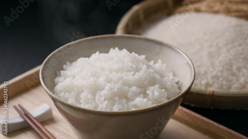 茶碗に盛った炊き立てのご飯