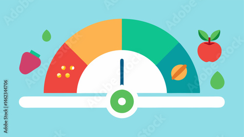 Nutritional Scorecard A dashboard section showing a score out of 100 for diet quality based on nutrient intake with icons representing fruits vegetables and processed foods.