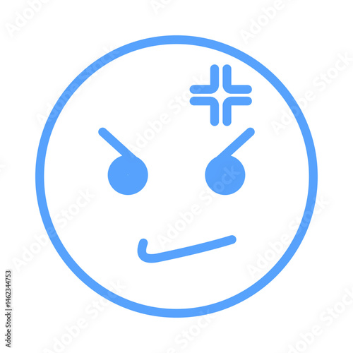 angry emoji icon blue style