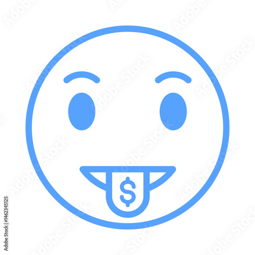Greed emoji icon blue style