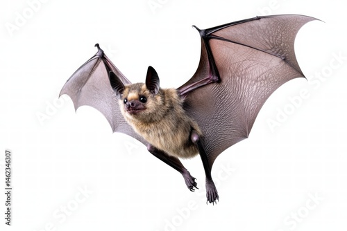 a bat isolated on a white background, ultra-realistic, real photo