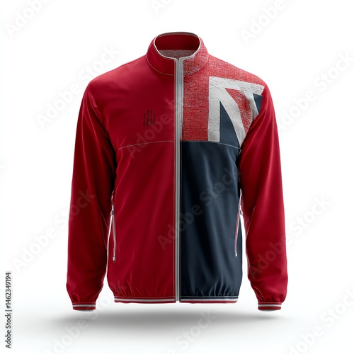 Obraz na płótnie Stylish sports jacket with Union Jack design, white isolated background. w salonie