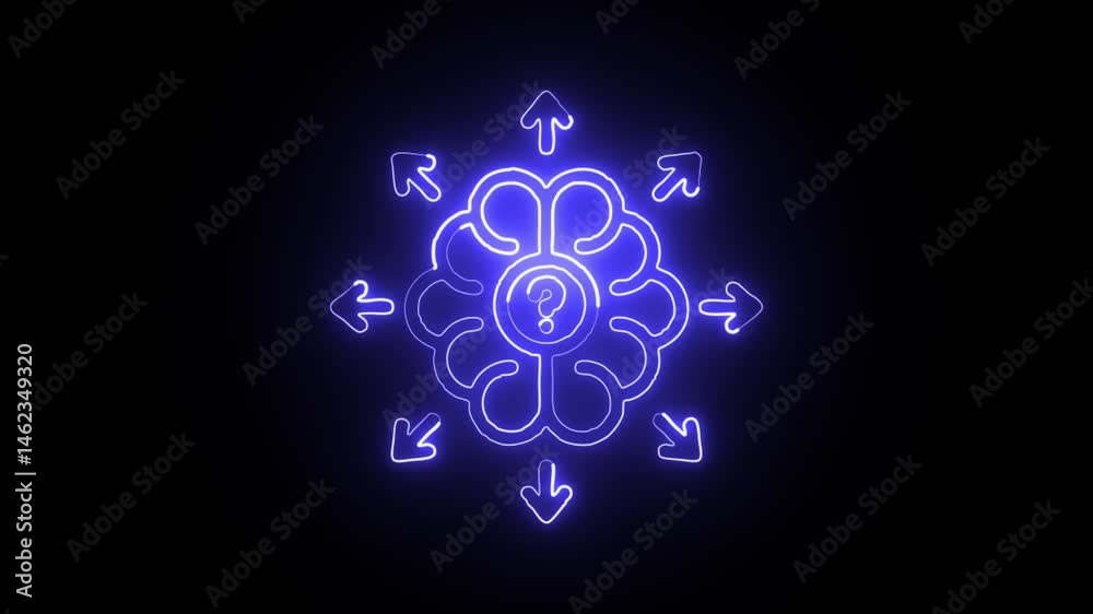 glowing neon disorientation icon isolated, black background, HD video motion graphic animation glowing neon disorientation icon isolated, black background, HD video motion graphic animation