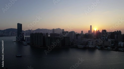 Wallpaper Mural Drone view showing the sunset over Kowloon, Hong Kong Torontodigital.ca