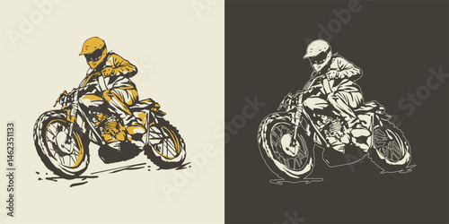 Retro fast track motorcycle - Vector Illustration