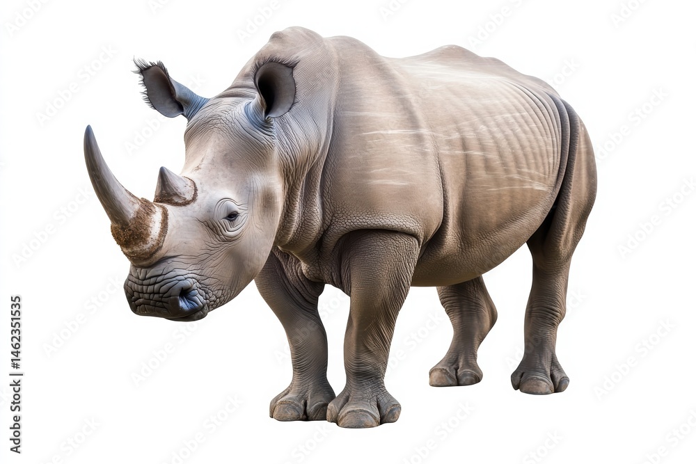 Obraz premium a rhinoceros isolated on a white background, ultra-realistic, real photo