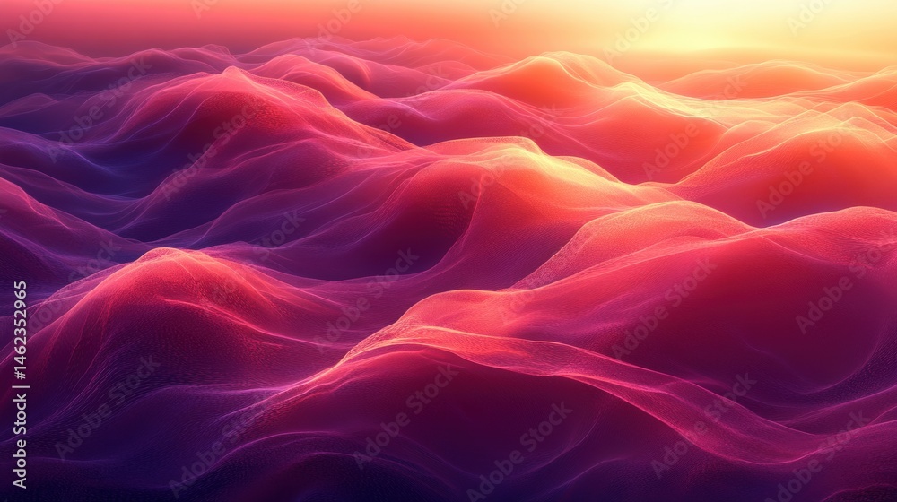 Obraz premium Abstract Colorful Waves in Gradient Sunset Over Soft Textured Surface