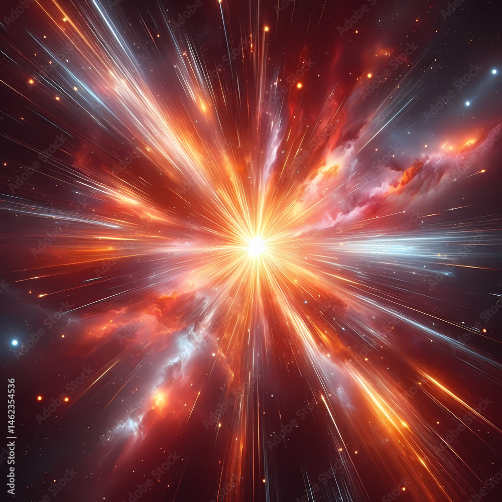 Stellar explosion with dust trails. Dynamic explosion in space showing shockwaves and radiant light. Generative AI Stellar explosion with dust trails. Dynamic explosion in space showing shockwaves and radiant light. Generative AI