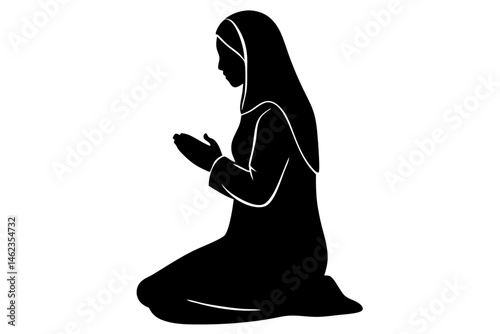 Silhouette of a woman kneeling in prayer with hands pressed together, woman, kneeling, prayer, pray, silhouette, faith, religious, spirituality, hope, belief, worship, christian, christianity