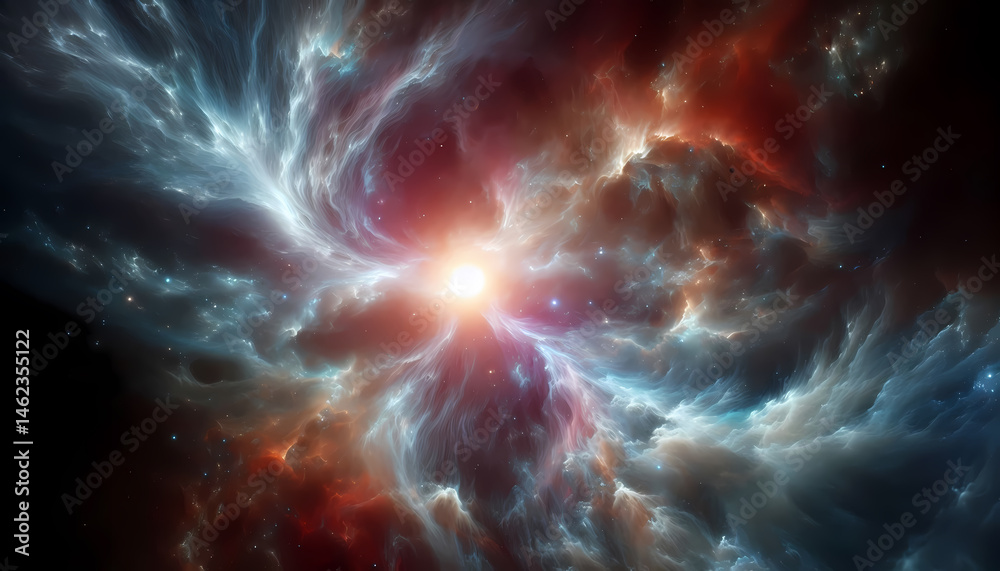 Fototapeta premium Subtle motion of interstellar dust and gases, rendered cleanly for science, editorial, or concept art uses.. Generative AI