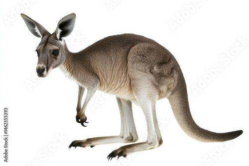 a kangaroo isolated on a white background, ultra-realistic, real photo
