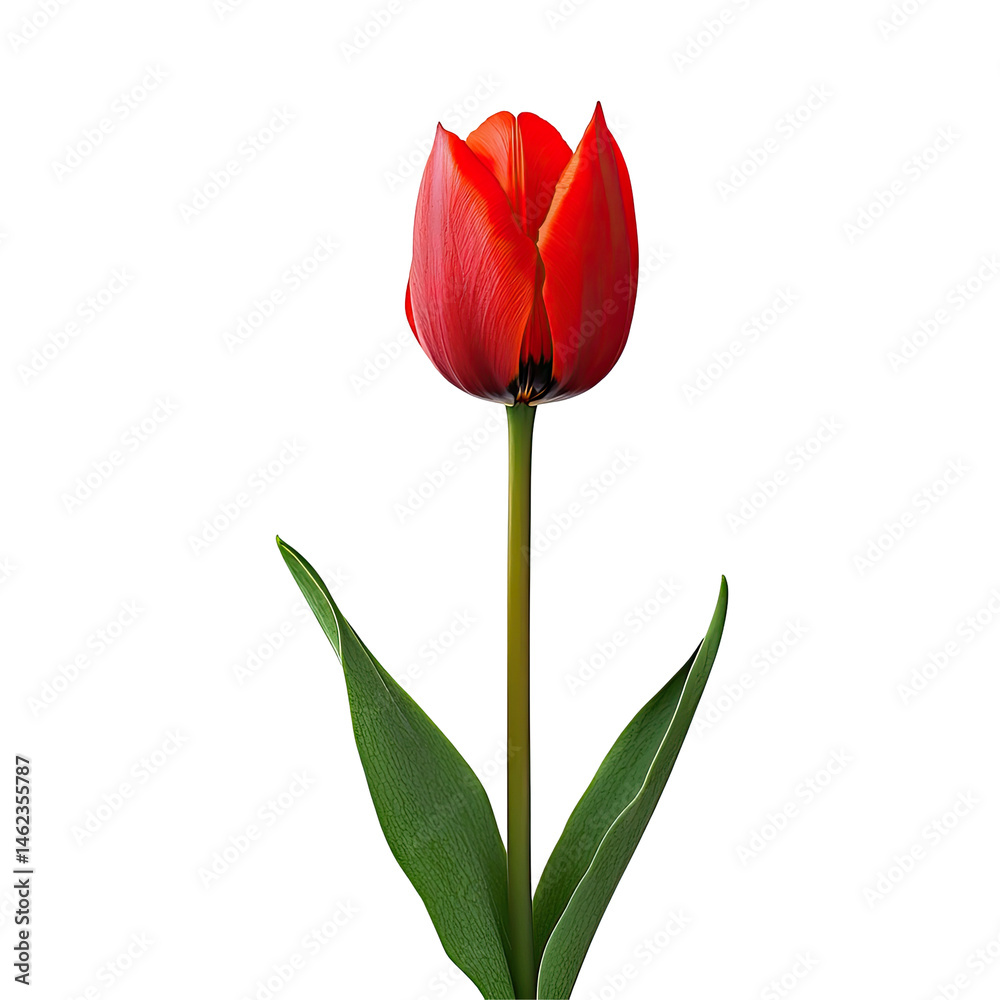 Fototapeta premium Red tulip isolated against black background