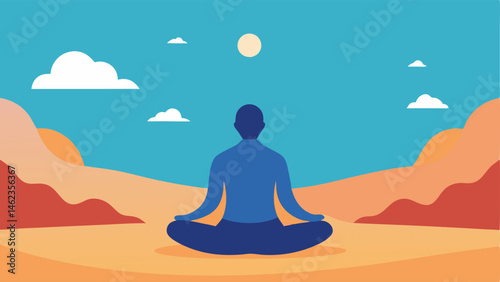 Life Stripped Back An image of a person meditating in nature surrounded by nothing but vast open space symbolizing clarity and mental peace through minimalism.
