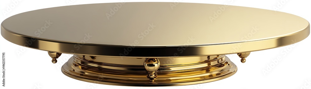 Elegant gold cake stand isolated on a white background, perfect for decorating desserts.