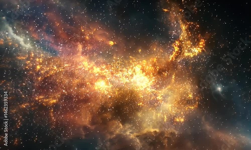 Vibrant Galaxy with Dazzling Nebula and Twinkling Stars in Cosmic Space Exploration Video Animation