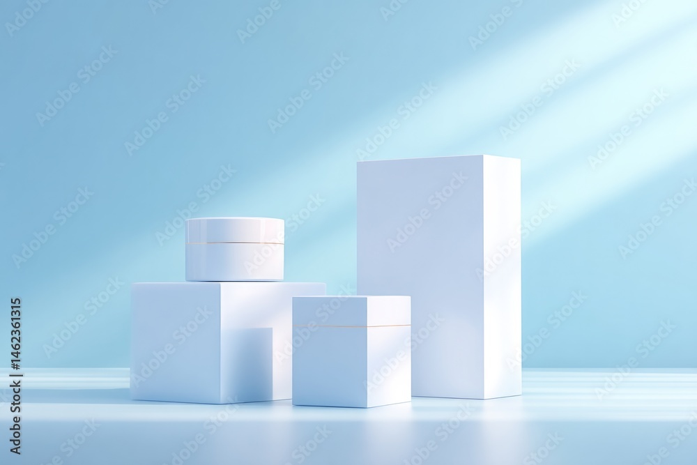 Fototapeta premium minimalistic composition showcasing various 3d product packaging designs