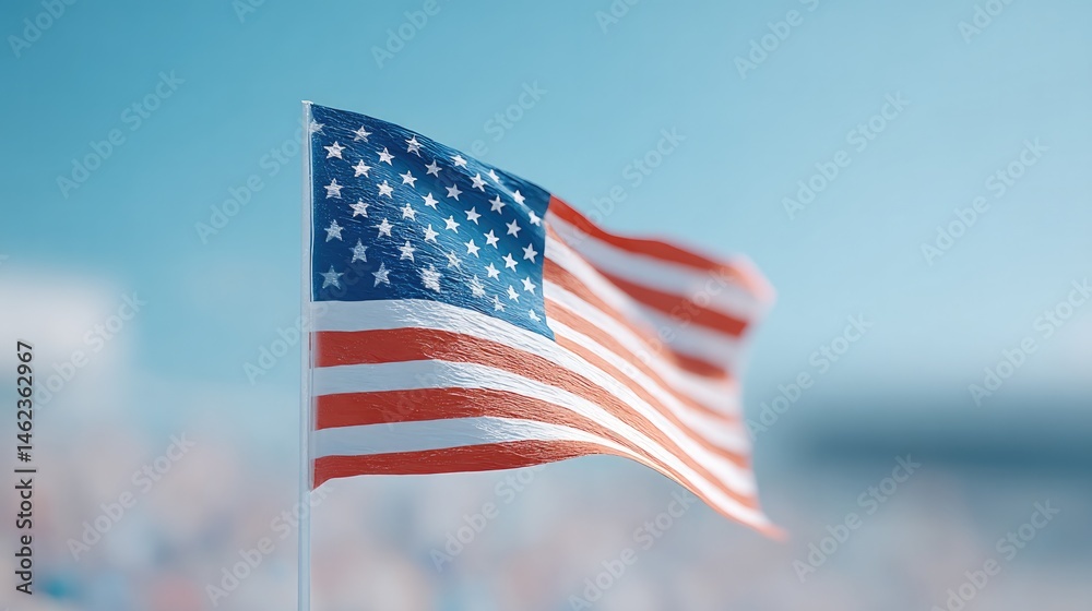 Fototapeta premium minimalistic scene of independence day celebration with blurred crowd in background
