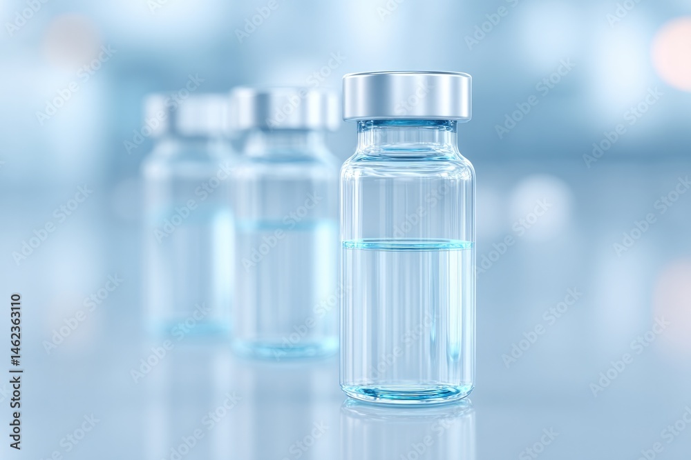 minimalistic shot of sterile laboratory bench with white surfaces and transparent glass vials minimalistic shot of sterile laboratory bench with white surfaces and transparent glass vials