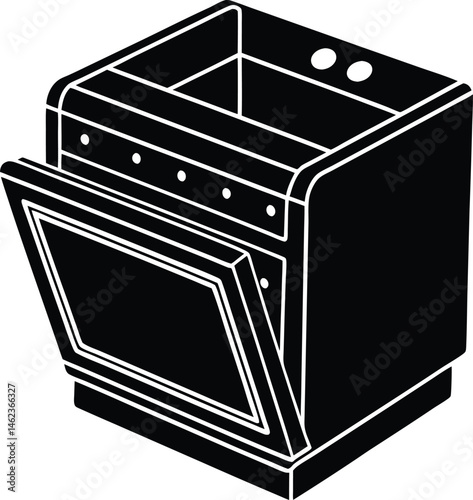 Foldable countertop dishwasher silhouette