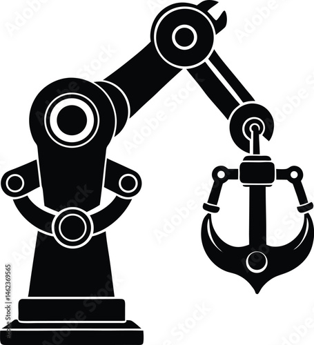 Robot Arm Anchor Tech Fusion on White Background