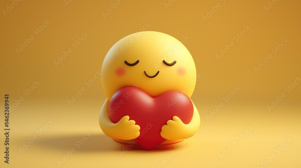 Smiling emoji hugging a heart Smiling emoji hugging a heart