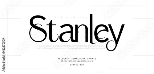 Stanley font is Modern luxury beauty font alphabet logo. Typography beautiful minimal elegant classic letter serif fonts fashion wedding vintage retro logos. vector illustration web design Branding