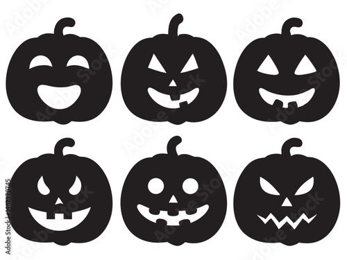 pumpkin collection silhouette. Big set of pumpkin silhouette. Vector illustration 