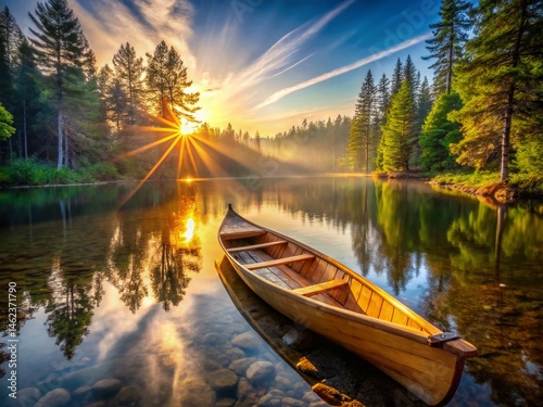 Serene Sunset: Lake, Forest, Golden Hour, Nature Photography