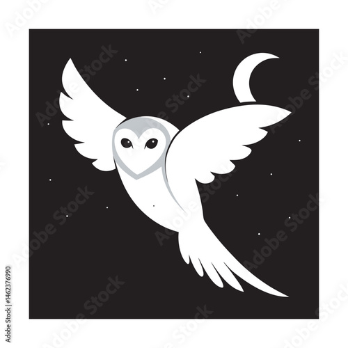 Barn Owl Gliding Silently Through Night Sky