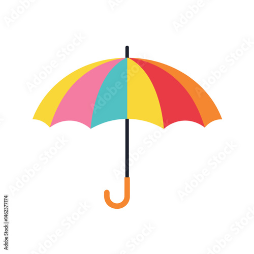 Multicolored Striped Umbrella on White Background