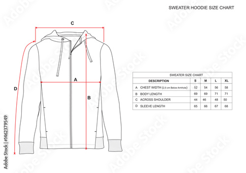 SWEATER HOODIE SIZE CHART MOCKUP